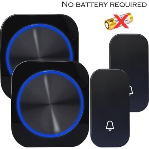 Wireless DoorBell Door Bell Night Light No Battery EU Plug Smart Home 1 2 Button 1 2 Receiver Self Powered Waterproof Dropship