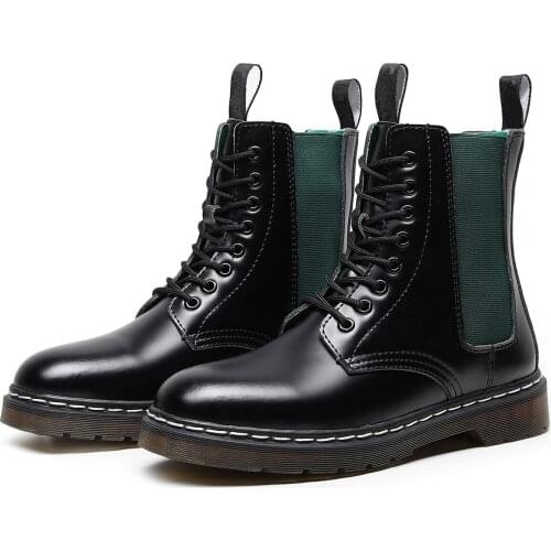Brand Women Chelsea Boots 2021 New Winter Genuine Leather Female Ankle Boots Black Autumn Booties Fashion Round Toe Flat Shoes