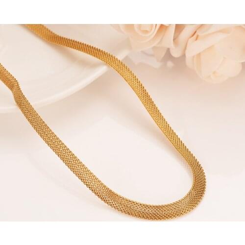 Bangrui New 50cm length Herringbone Snake Chain Man Woman Gold Color Filled Necklace girls gift party jewelry