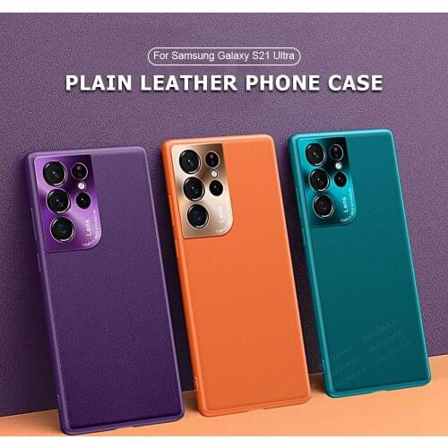 A32 5G 6.5" A72 A52 ALuxury Hardware Plain Leather Case For Samsung Galaxy S21 Ultra S21 Plus S21 A72 A52 A32 4G 5G A 52 Case
