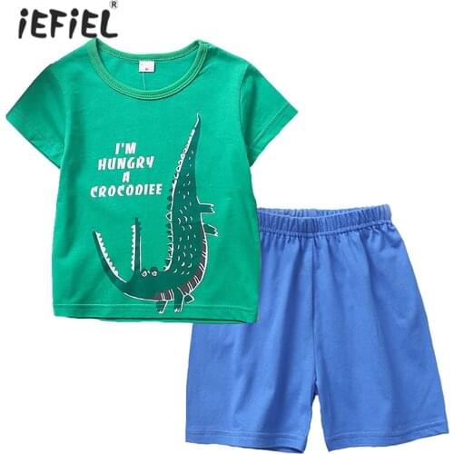 Baby Boys Clothes Summer Outfits Cotton Cute Cartoon T-shirt Tops + Shorts 2Pcs Casual Set Kids Tracksuit Boys Pajamas Sets