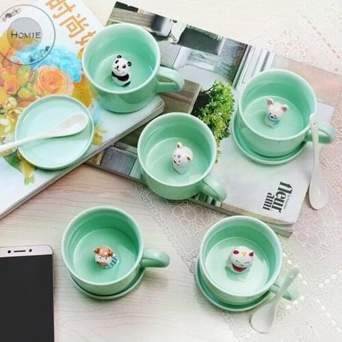 HOMIE Cute Green Animal Ceramics Coffee Mug Large Capacity 360ml Animal Mugs creative Drinkware Coffee Tea Cups birthday Gifts