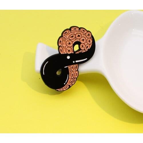 Number 8 octopus Enamel Brooch chocolate octopus antenna Lapel Pin Bag jackets punk Badge Gifts for kids
