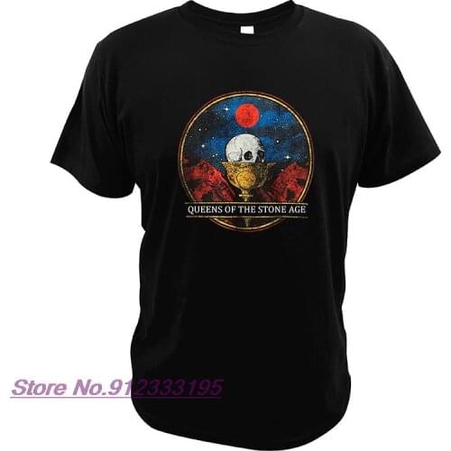 EU Size 100% Cotton T Shirt Queens Of The Stone Age Rock Band Chalice Tshirt Short Sleeve High Quality Tops Tee
