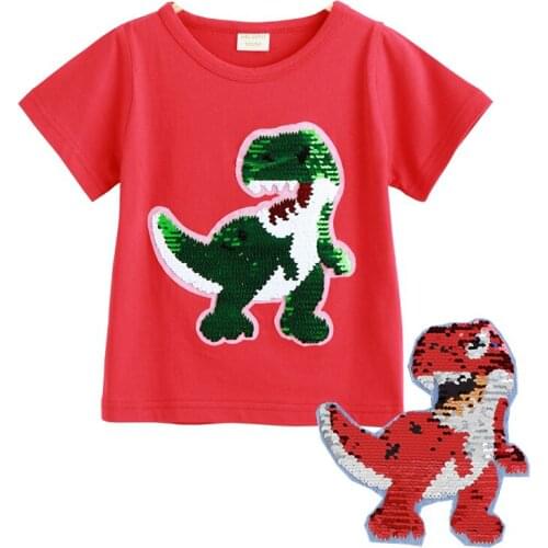 Girls Boys T-Shirts Summer Clothing 1pcs Magic Sequin Change graph Cotton Children Casual T Shirt Kids Tops Tee Costume