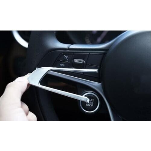 For Alfa Romeo Giulia Stelvio 2017 ABS Chrome Steering Wheel Decoration Frame Cover Trim Set of 2pcs