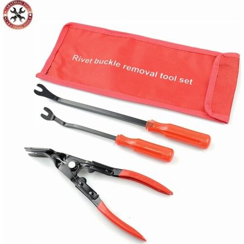Red Car repair Auto Car Door Panel Remover Clip Trim Auto Fastener Pliers Puller Tool Retaining Clip Remover Pry Bar Tool