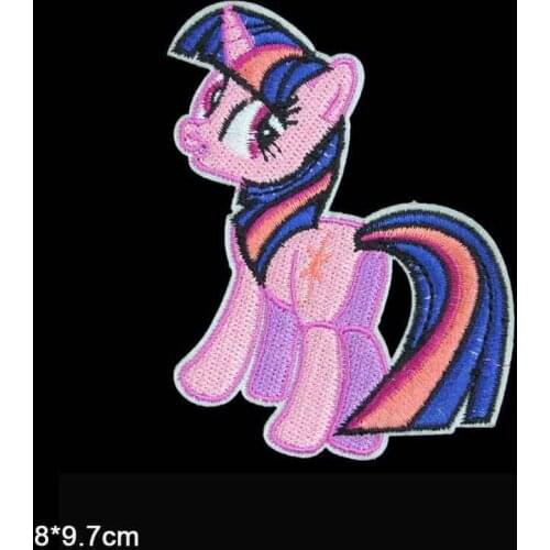 Cartoon Iron on Pink Colorful Embroidered Unicorn Horse Clothes Patch For Clothing Girls Boys