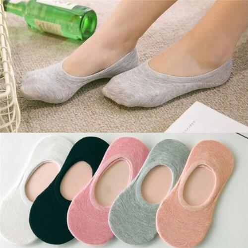 Fashion 5Pairs Girl Lady Female Boat Sock Women Art Socks High Quality Candy Color Invisible Low Cut Soft Stretch Heels Loafer