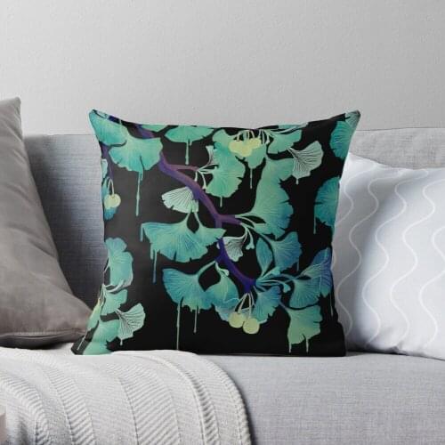 O Ginkgo (on Black) Throw Pillow Cushion Cover Polyester throw pillows case on sofa home living room car seat decor 45x45cm