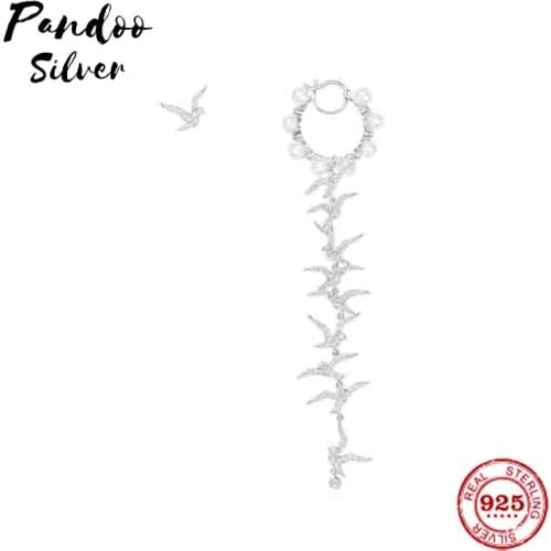 Pandoo Fashion Charm Original 1:1 Copy, Asymmetric Swallow Long Earrings Luxury Jewelry Gift For Female