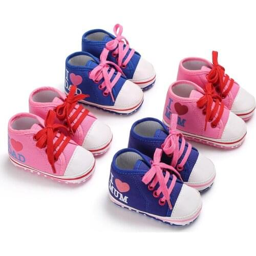 Spring and Autumn 0-1 years old boys and girls baby casual canvas shoes baby toddler shoes, love dad, love mum