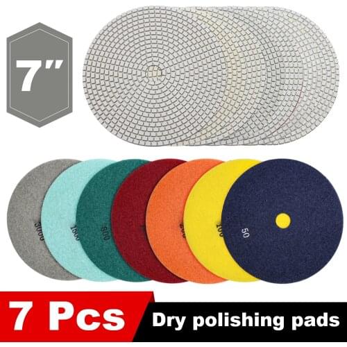 Free shipping 7 inch diamond polishing pads 180mm 7pcs/set dry and wet polishing for granite marble