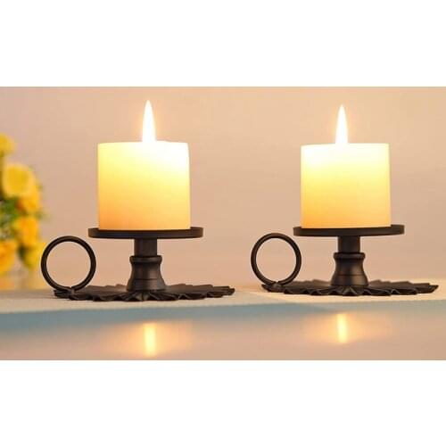 Hot Vintage Candle Holder Set of 2 Decorative Metal Candle Holder Simple Flower Base Dining Table Home Decoration