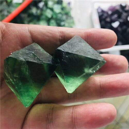 Natural Green fluorite Octahedral crystal point Raw Gemstone Ornament Cane Decoration Stone Collection Stone Crystals Mineral