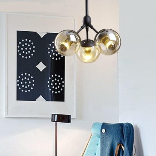 Nordic iron glass pendant lights bedroom lamp restaurant pendant lamp creative clothing store cafe bar led pendant light ZA620