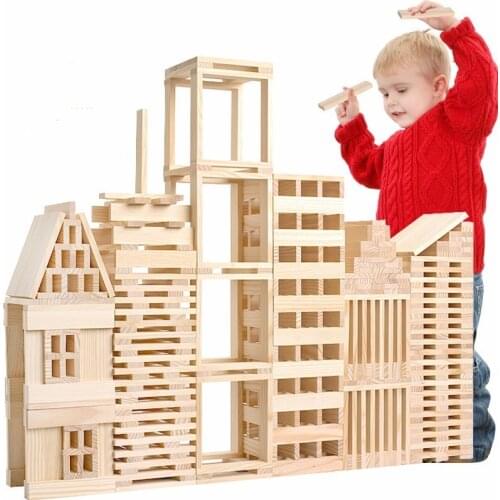 100pcs Resin Wood Wooden Building Blocks Oyuncak Models Classic Toys For Children Boys Brinquedos Juguetes Brinquedo Montessori