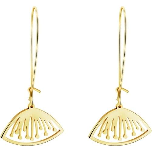Gold Color Bud Flower Drop Earrings For Women Jewelry Stainless Steel Dainty Lotus Dangle Earrings Fashion Pendientes Mujer