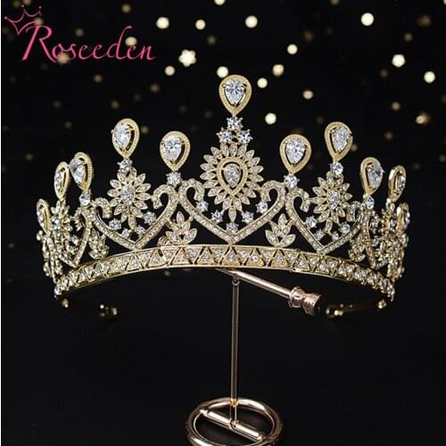 Vintage Cubic Zircon Bridal Tiara Hot Selling Rhodium Plated Heart Shape Wedding Queen Crown RE3874