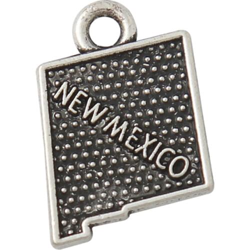 RAINXTAR Wholesale Vintage Alloy New Mexico Map Charms American State Map Charms 12*17mm AAC029