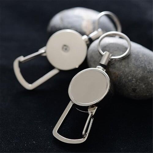 Retractable Key Ring ID Metal Lanyard Name Tag Card Holder Keychain Recoil Reel Belt Clip Wholesale Dropshipping