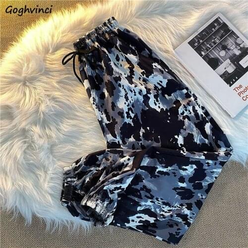 Pants Women Tie Dye High Waist Drawstring Harajuku Hip Hop All-match Chic Students Wide Leg Trousers Korean Style High Street