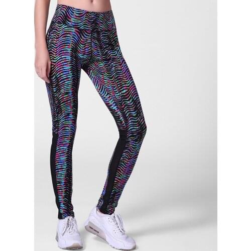 Women Sports Plus Size Tight New High Waist Leggings Printed Striped Stretch Sports Gym Running Yoga Pants