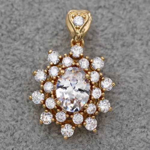 New Bohemian Pendant for Women White Gold Plated Red Green Round Zirconia Necklace Pendant Wedding Jewelry accessories Gift