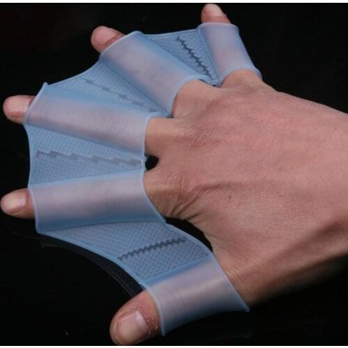 1 pair Swimming Finger Webbed Gloves Frog Hand Gear Fins Palm Flippers Paddle Swim Gear Web Flippers