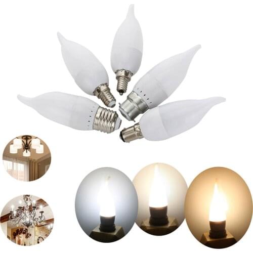 10Pcs/lot 3W LED Flame Chandelier Bulb E12 E14 SES B22 BC E27 Candle 2835 SMD Home Lighting Replace 25W Halogen Lamp