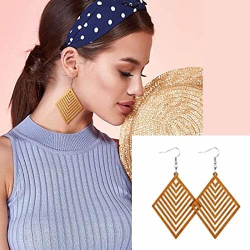 12 Pairs African Wooden Drop Earrings Bohemian Pendant Dangle Earrings Lightweight Ethnic Style Wood Earrings for Women