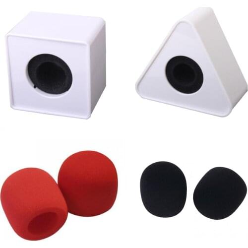 2pcs ABS Microphone TV Interview Logo Flag Station + 2 Pairs Mic Foam Covers