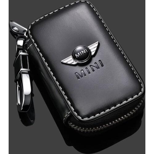 Leather Car Key Cover Case with Logo Protective Shell For MINI Clubman Convertible Countryman Hardtop Coupe Paceman Roadster