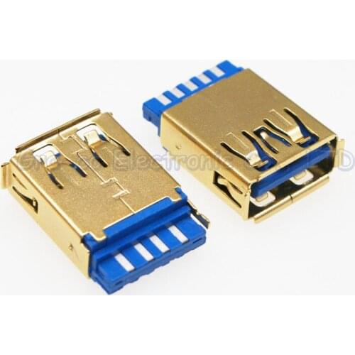 5pcs 24K gold plated USB-A female socket 3.0A female Welded wire type crimping