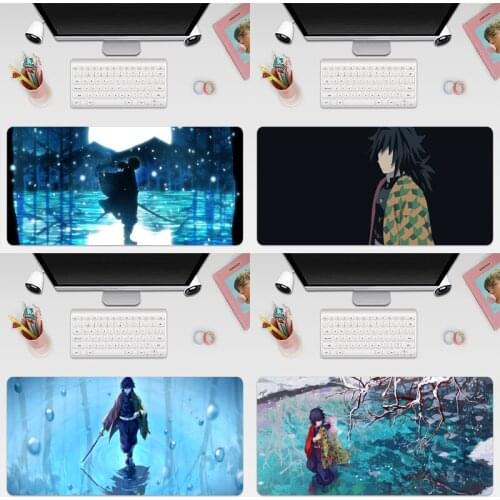 Kimetsu no Yaiba Giyuu Tomioka Large Keyboard Cover Non-Slip Rubber Base Computer Carpet Desk Mat PC Game Mouse Pad