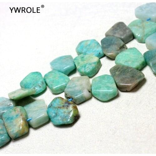 18-20 mm Wholesale Irregular Pentagon Natural Blue Amazon Stone Beads For Jewelry Making Side Hole DIY Necklace Bracelet 15
