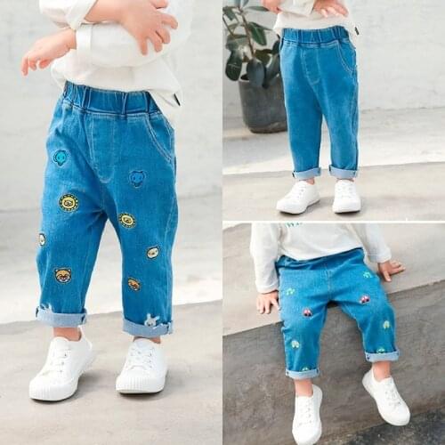 Denim Pants Clothes for Newborns Animal Printed Jeans Trousers Baby Boy Loose Denim Elasticated Waist Jeans for Baby Girls 6-36m