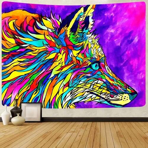 Simsant Trippy Wolf Tapestry Dragon Galaxy Wolf Unicorn Art Wall Hanging Tapestries for Living Room Bedroom Home Dorm Decor