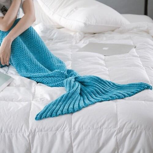 INS Mermaid Blanket Fish Tail Blanket Knitted Towel Acrylic Wool Blanket Bedroom living room soft comfortable