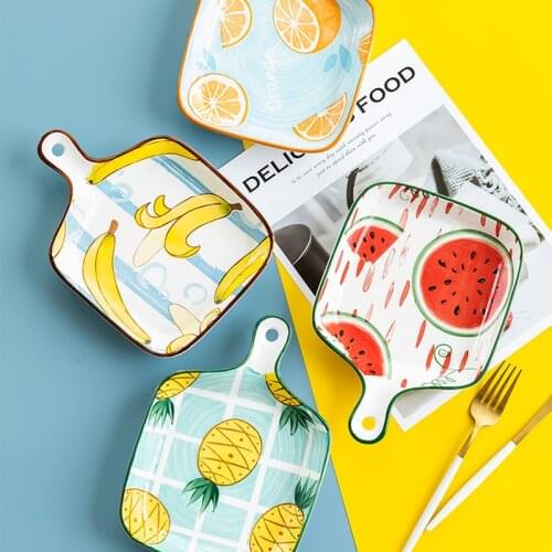 Fruit Pattern Single Handle Bakeware Ceramic High Temperature Resistance Dinner Plate Home Non-Slip Baking Tray Dinnerware
