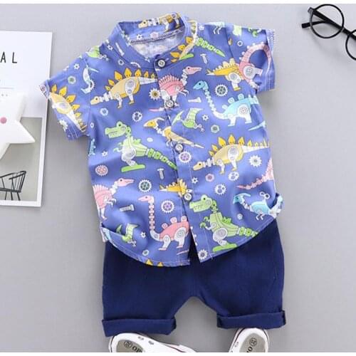 Summer Boys Clothing Set Dinosaurs Printing Fashion Shirt Pants Infant Baby Clothes Short Sleeve