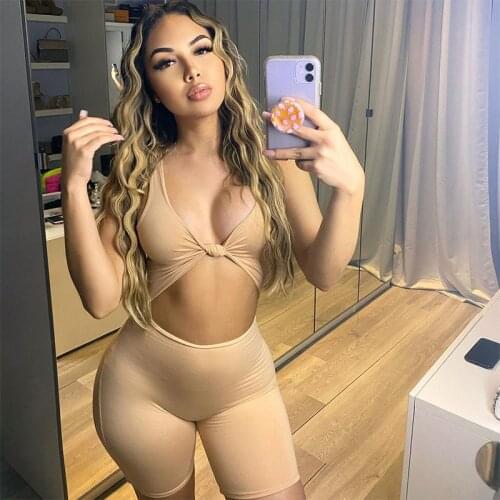 Summer Woman Female Jumpsuit Outfit Suit Clothing Sleeveless Low-Cut Crop-Top Overalls Shorts Pants Casual Ropa Verano Mujer