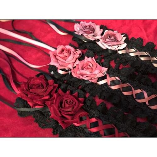 Sweet Handmade Headwear Simulated Rose Hair Ribbon Gothic Hairpin Hairclip Lolita Simple Original Design 3 Colors Gorgeous