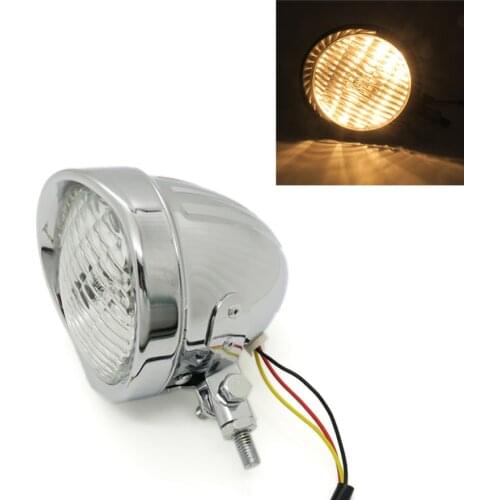 Motorcycle Chrome Retro Metal Front Headlight For Harley Cruiser Chopper Cafe Racer Bobber Old school Custom