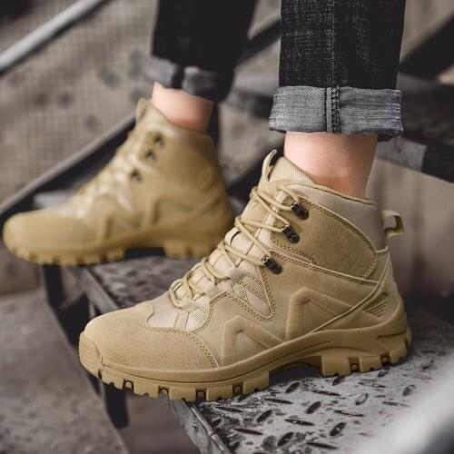 Trendy classic mens ankle boots wearable hiking shoes cow suede mens boots comfortable walking sneakers mens tactical shoes