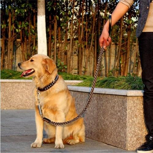 2016 New High Quality Genuine Leather Large Dog Leashes Pet Traction Rope Collar Set For Big Dogs Black Brown