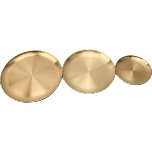 Dinner Plates European Style Gold Dessert Plate Kitchen Serving Dishes Salad Round Plate Cake Tray Western Steak Round Tray