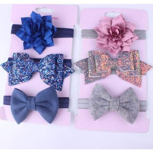 Wholesale 3Pcs/Set Lovely Elastic Baby Headband Bows Flowers Newborn Baby Girl Headbands Hair Accessories Girls Haarband