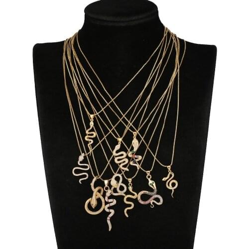 Punk Snake Necklace Women New Animal crystal zircon Pendant Necklace Minimalist Style Trendy Female Birthday Jewelry Bijoux Gift