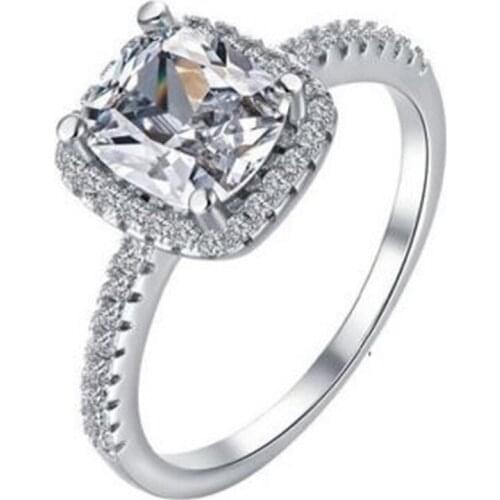 Silver Plated Rings For Female Square Full Crystal Finger Ring Women Jewelry Women Accessories Big Rings For Women Ring